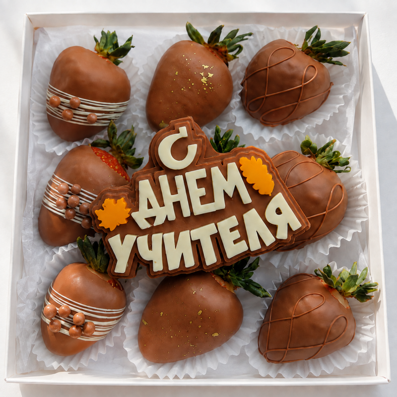 Коробочка 9 ягод с надписью "С Днем учителя"